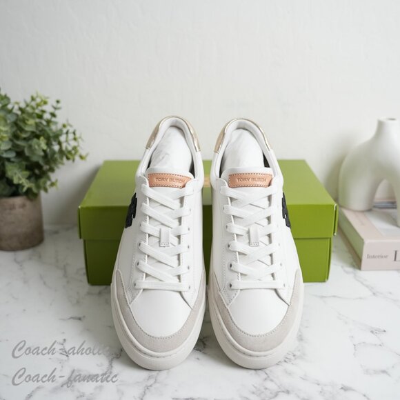 Tory Burch Color Block Signature T-Logo Leather Sneaker Shoes 161131 - Picture 3 of 9